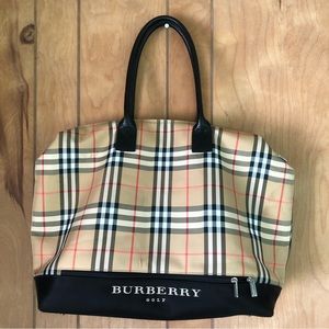 Burberry Golf Weekender Travel Plaid Bag Tote